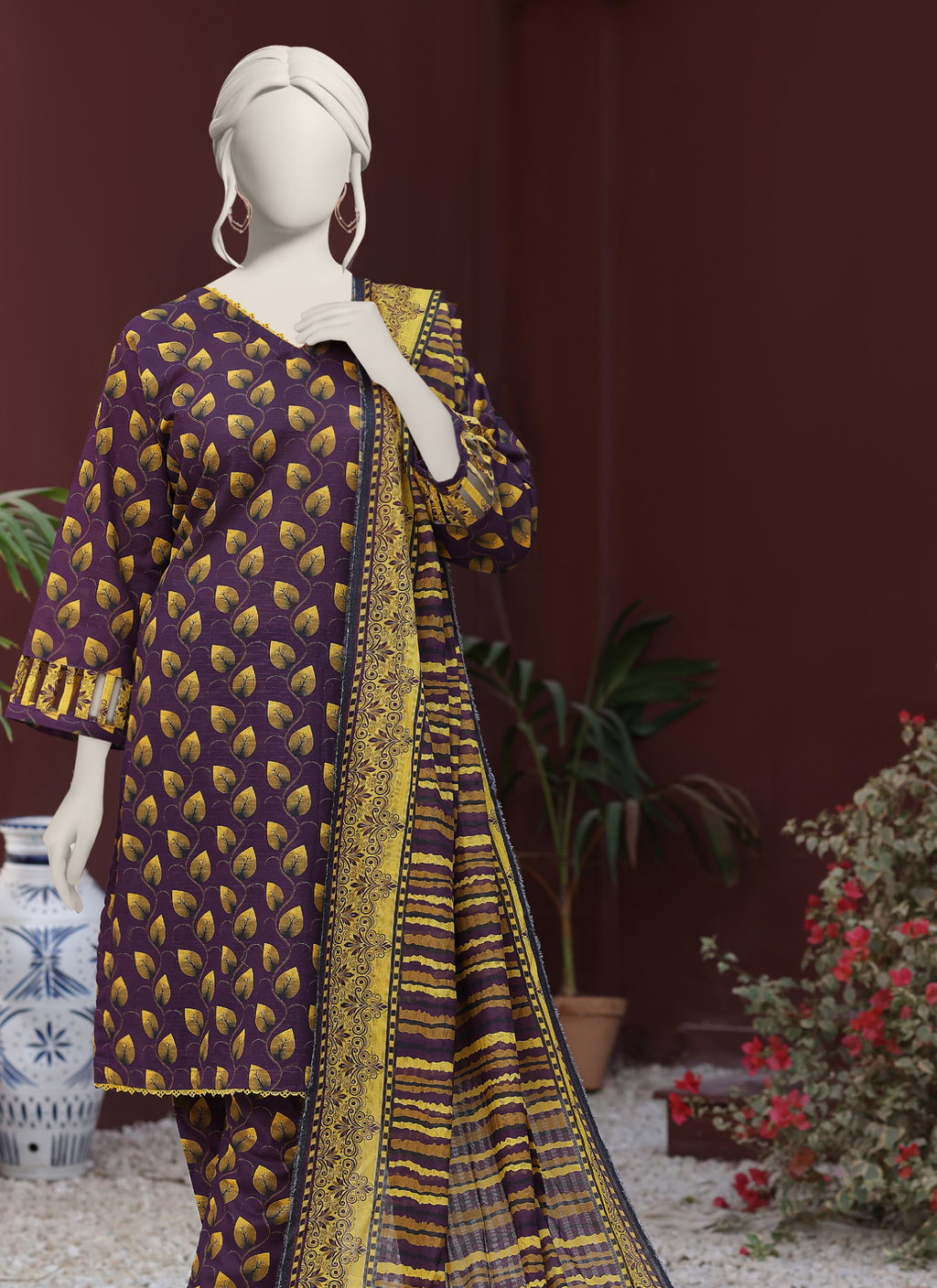 Almeerah Vol-3 Digital Printed Stripe Dora 3PC