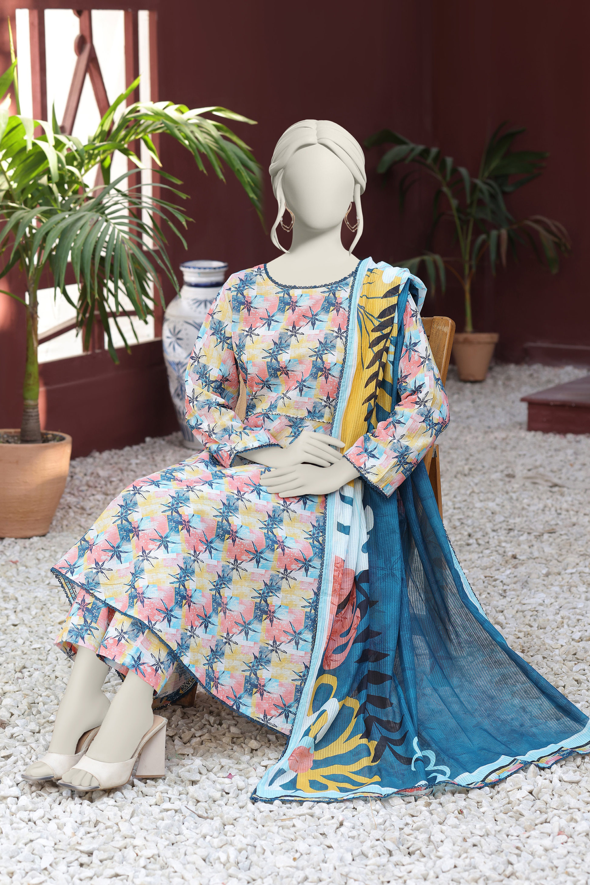Almeerah Vol-3 Digital Printed Stripe Dora 3PC