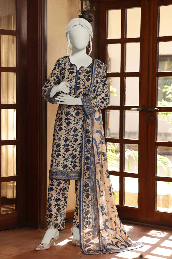 Almeerah Digital Printed Stripe Dora 3PC