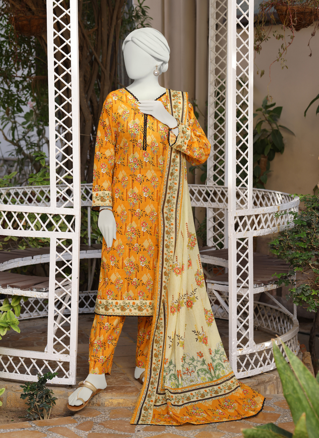Almeerah Vol-3 Digital Printed Stripe Dora 3PC (Copy)