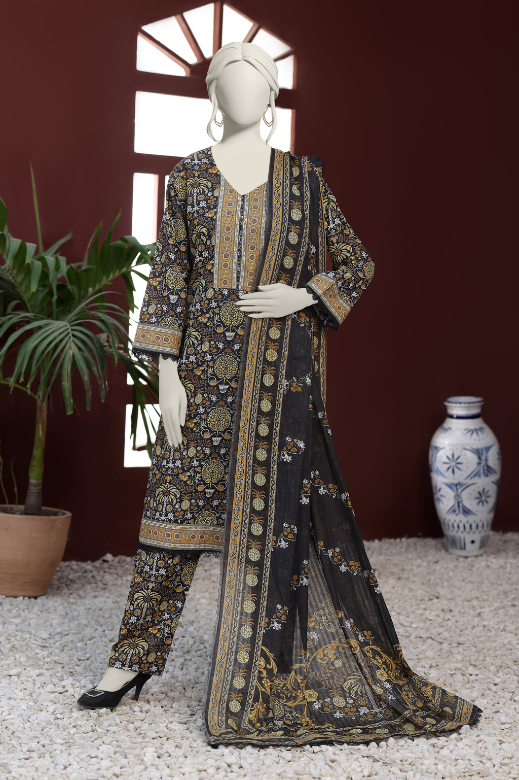 Almeerah Vol-3 Digital Printed Stripe Dora 3PC