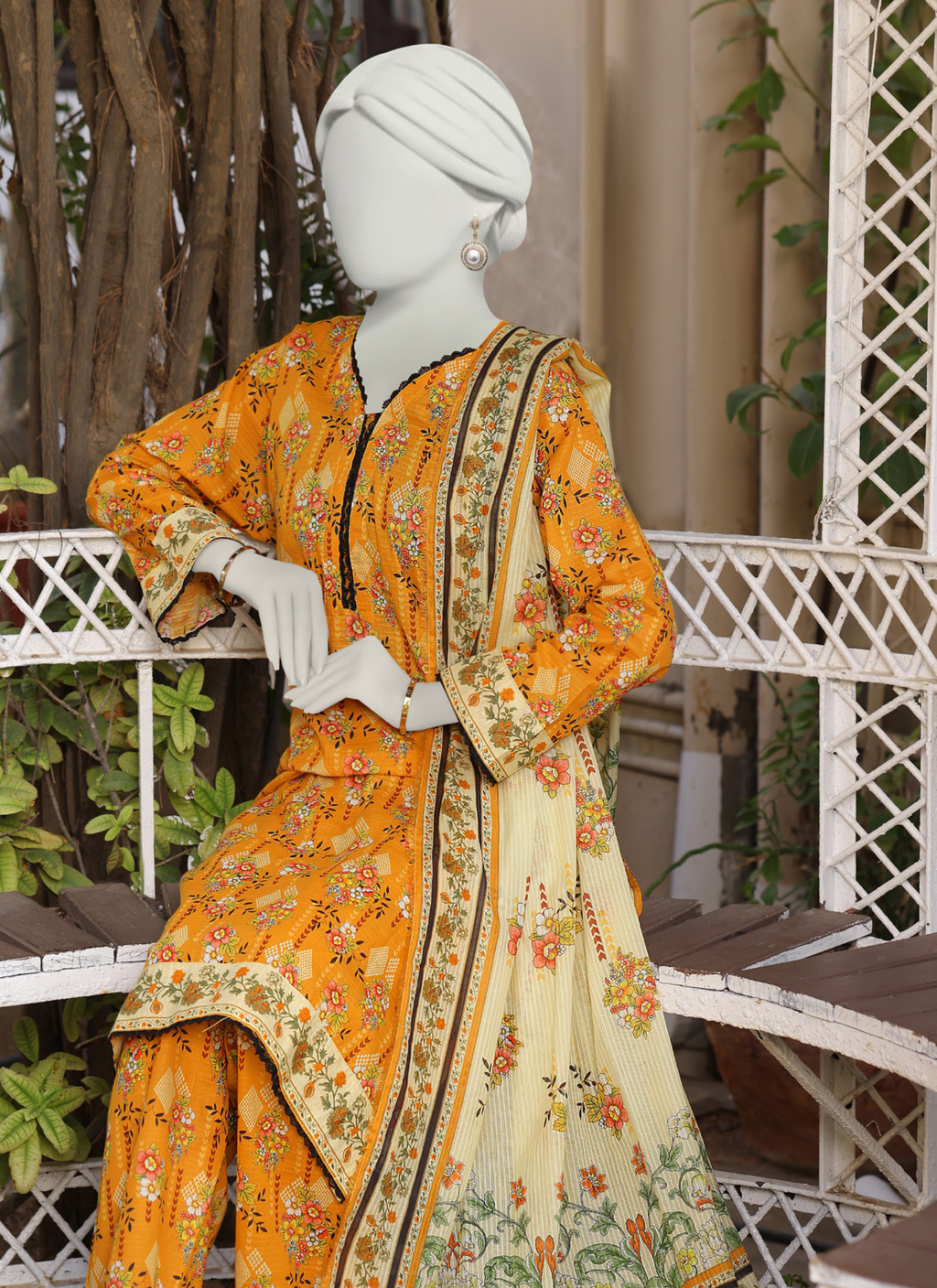 Almeerah Vol-3 Digital Printed Stripe Dora 3PC (Copy)