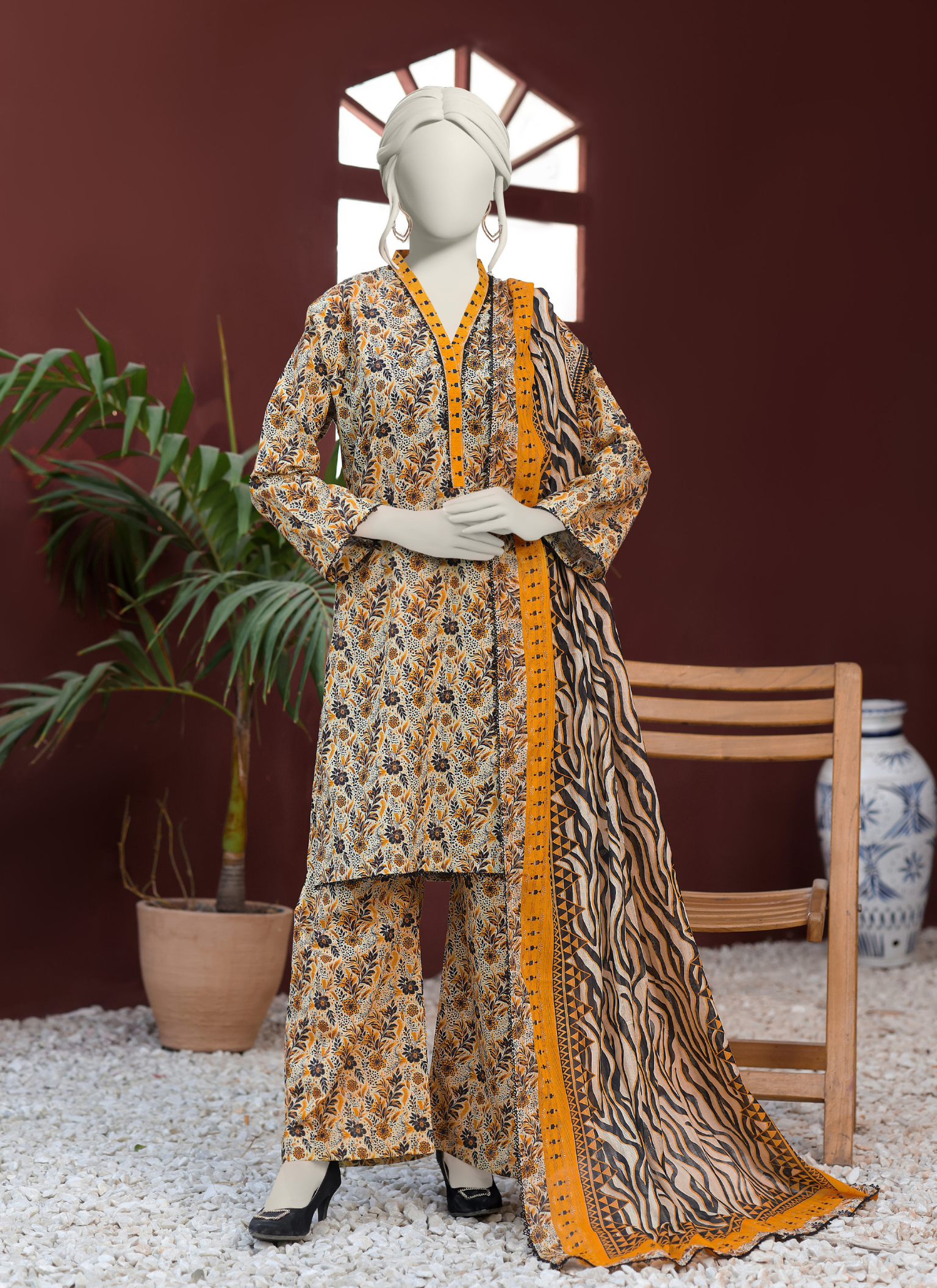 Almeerah Vol-3 Digital Printed Stripe Dora 3PC