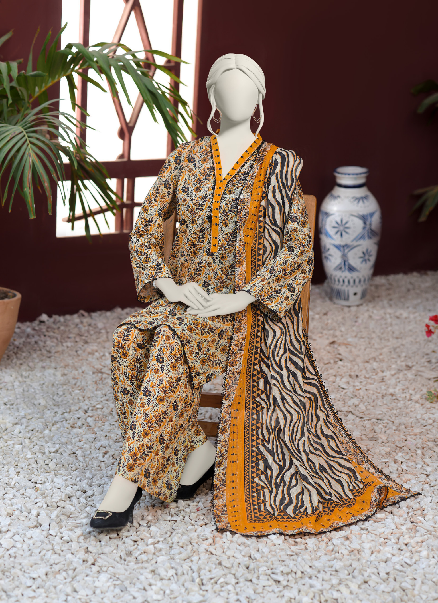 Almeerah Vol-3 Digital Printed Stripe Dora 3PC