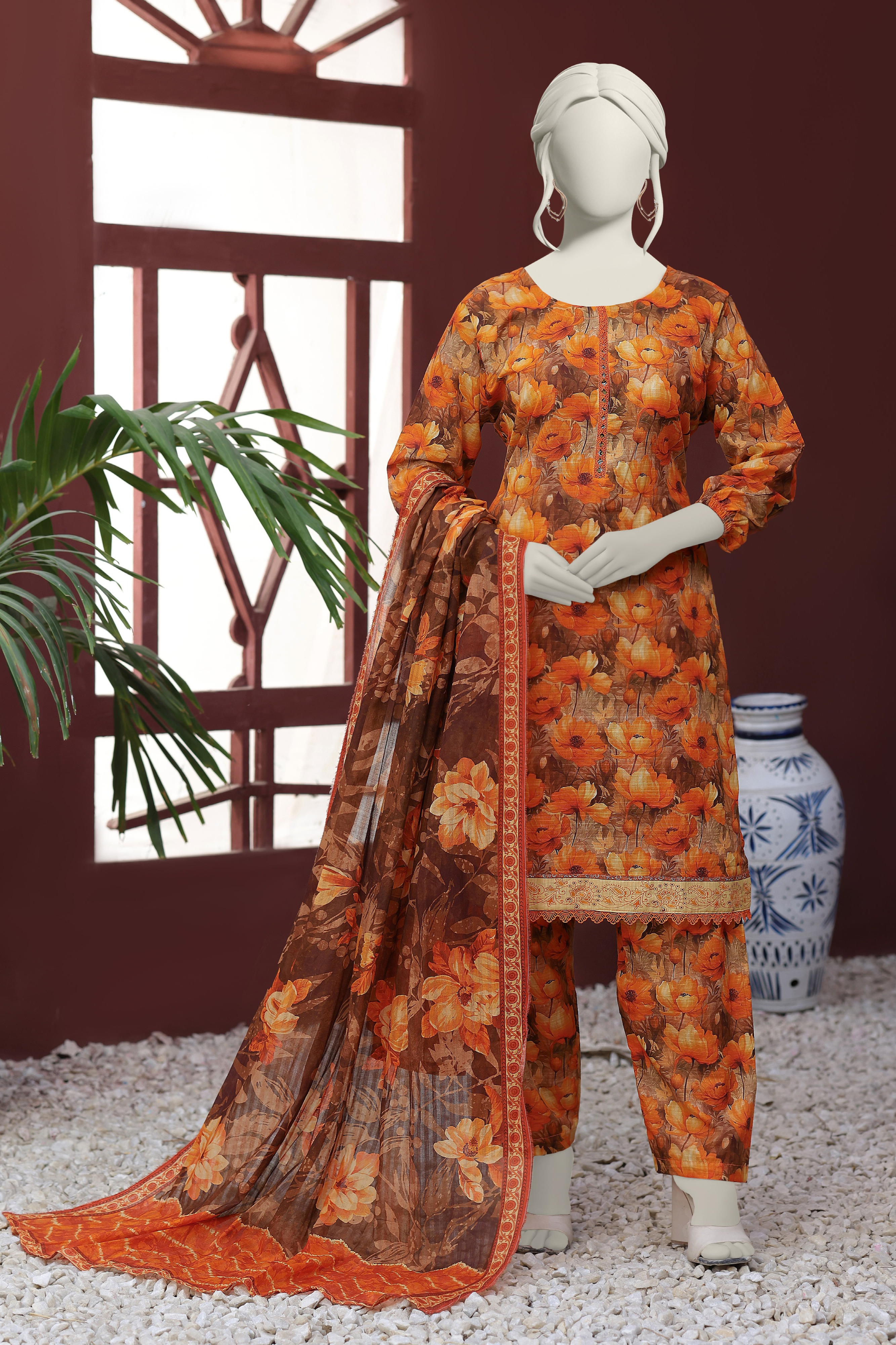 Almeerah Vol-3 Digital Printed Stripe Dora 3PC