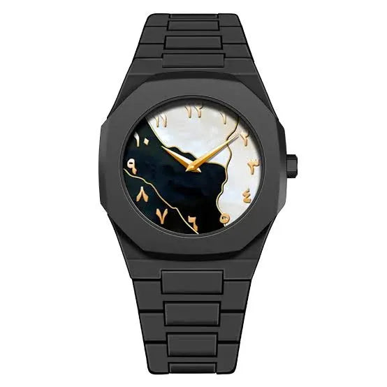 Black Arabic Aura Watch For Men Stylish Aura Watch 100% Original Watch PoliFiber Arabic Black Watch