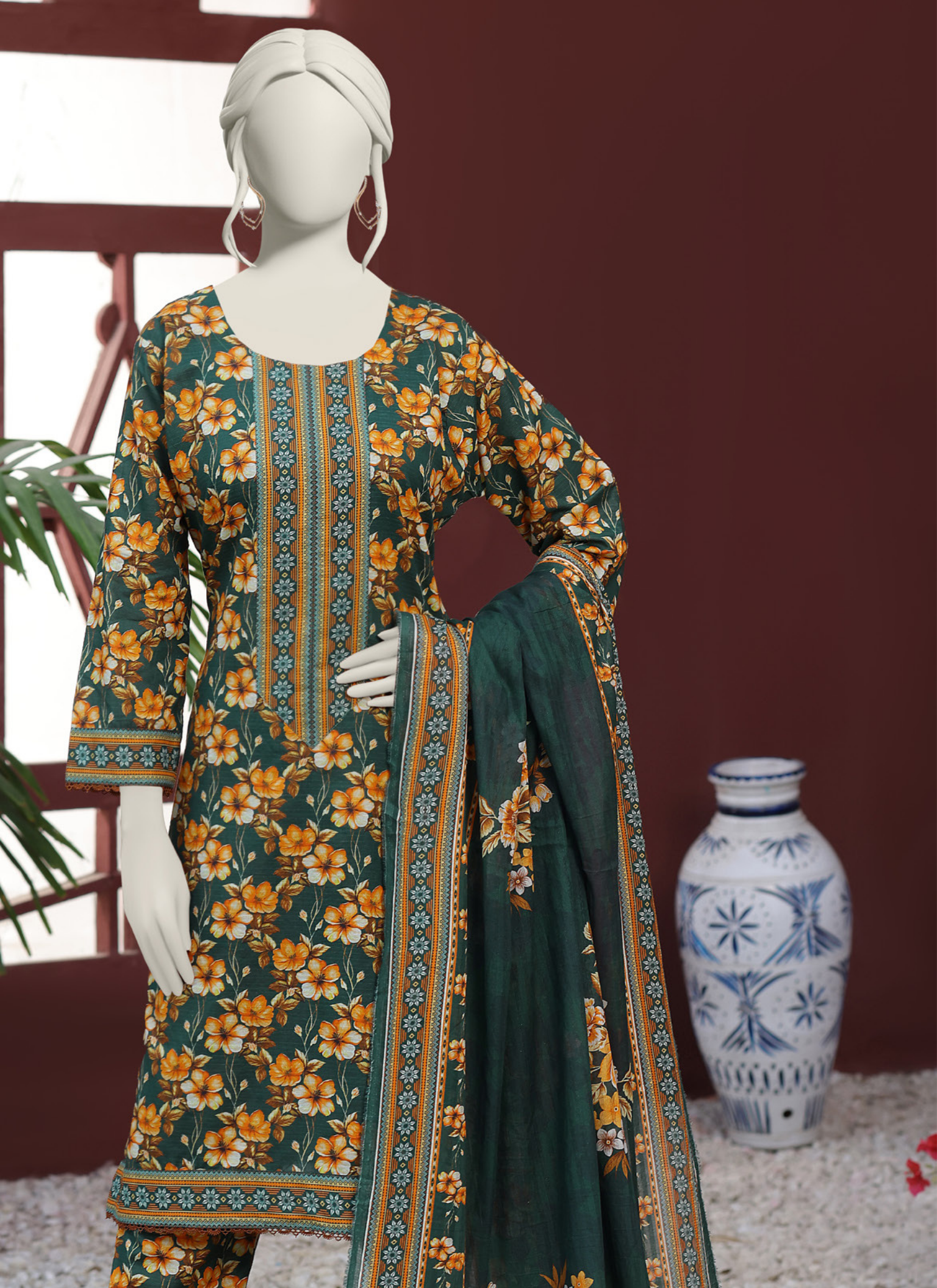 Almeerah Vol-3 Digital Printed Stripe Dora 3PC