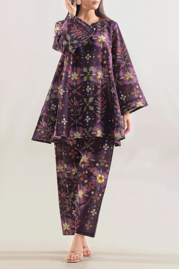 Unstitched Printed Warm Khaddar 2 Piece (Shirt/Trouser)