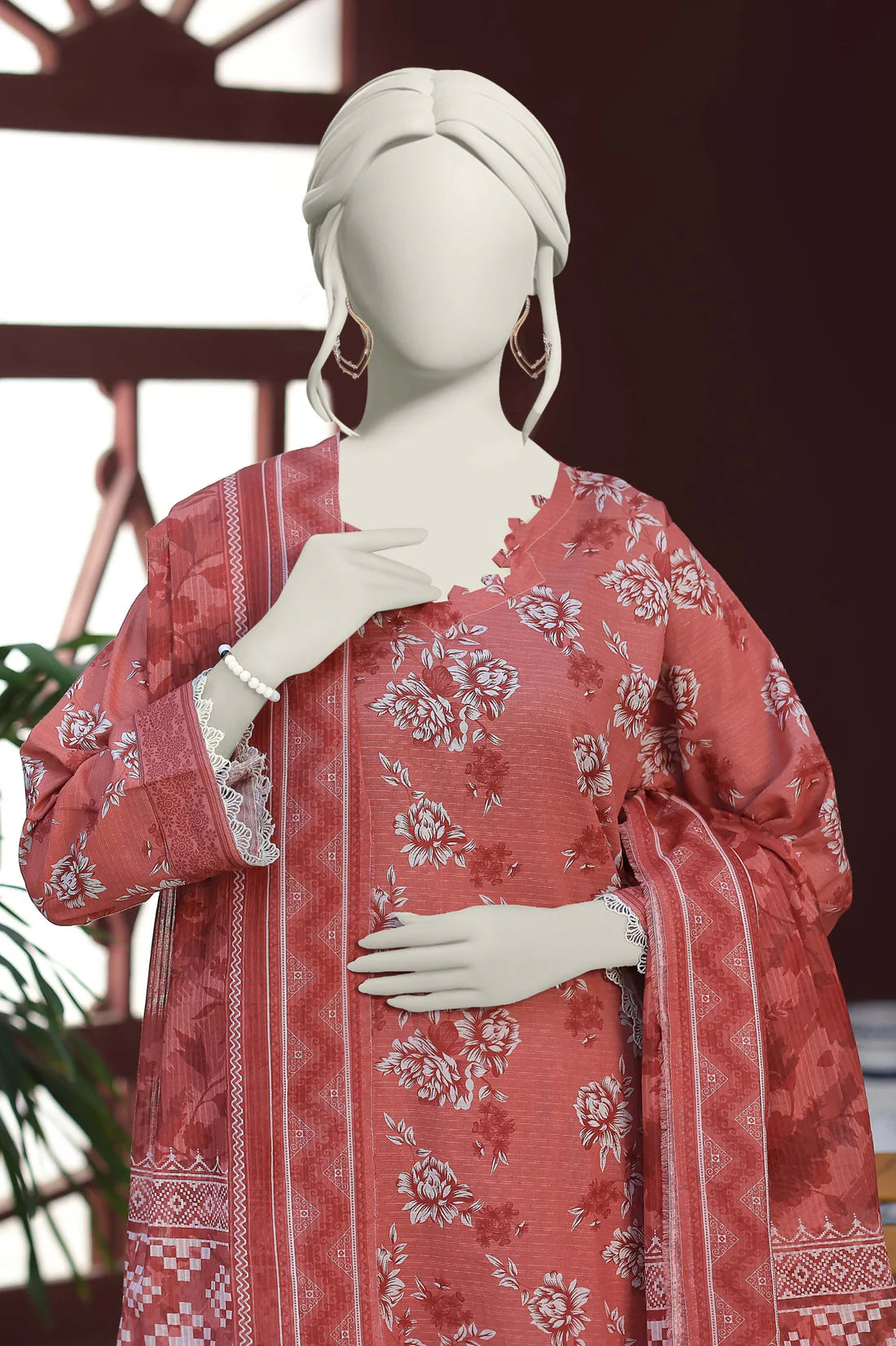 Almeerah Digital Printed Stripe Dora 3PC