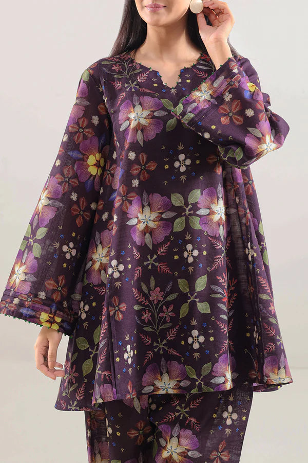 Unstitched Printed Warm Khaddar 2 Piece (Shirt/Trouser)