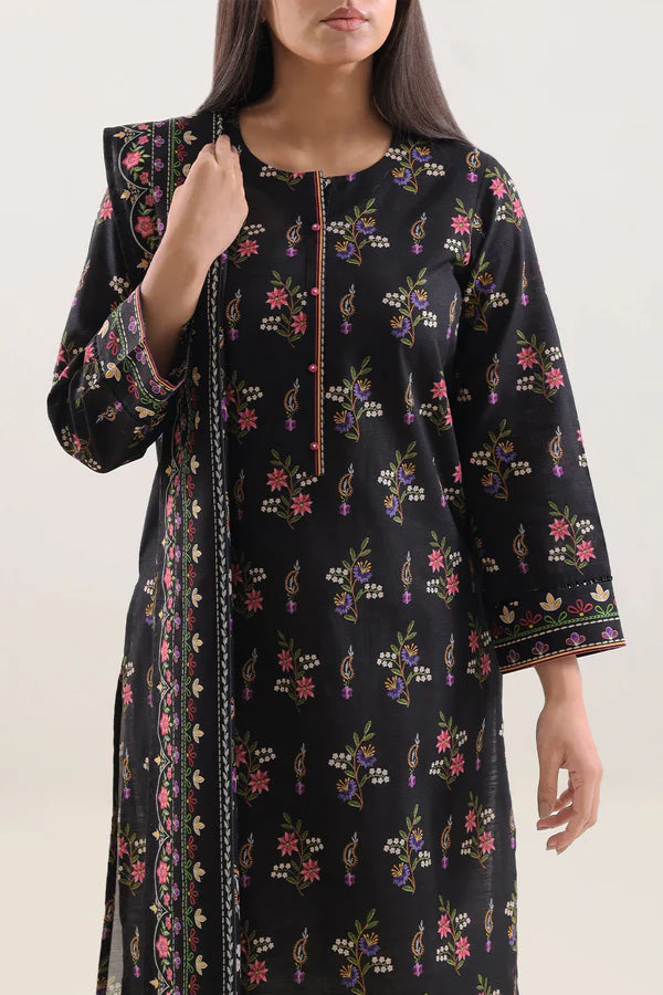 Unstitched Printed Cotton Khaddar 3 Piece