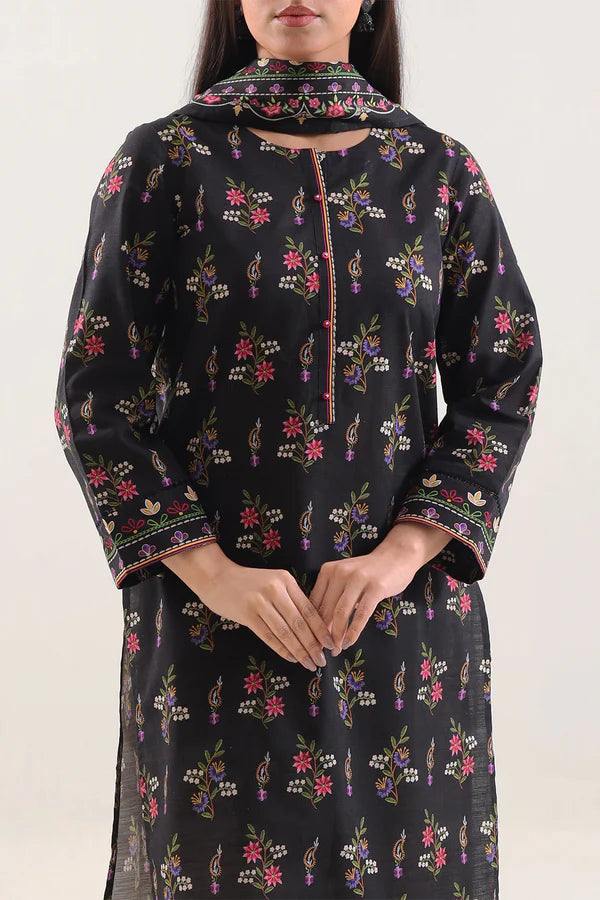 Unstitched Printed Cotton Khaddar 3 Piece