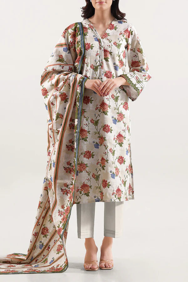 Unstitched Printed Warm Khaddar 3 Piece