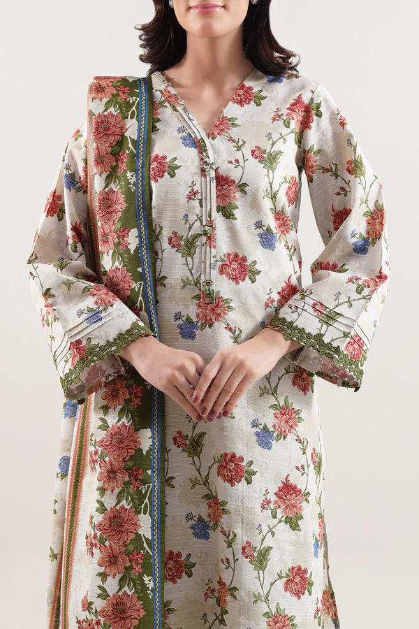 Unstitched Printed Warm Khaddar 3 Piece