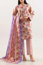 Unstitched Printed Warm Khaddar 3 Piece