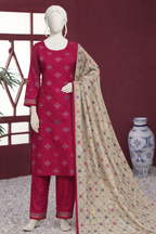 3-Piece Winter Collection – Soft Raw Silk Embroidered Suit