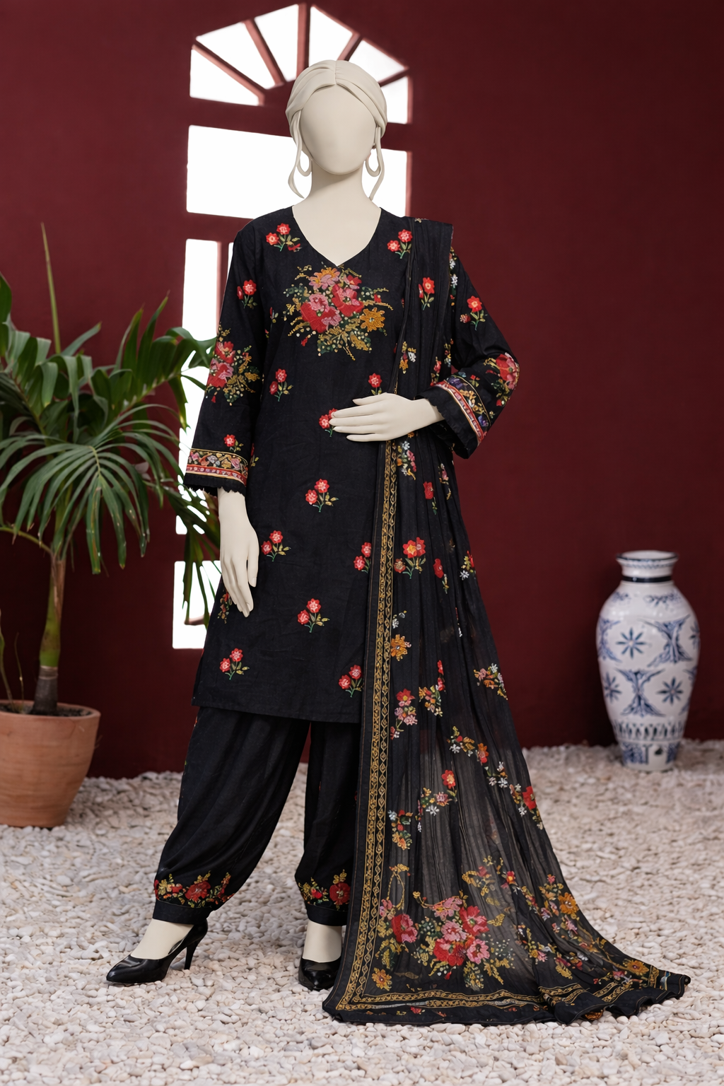 3pc dress  Stuff dhanak marina  Shirt embroidered