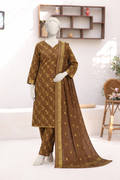 3-Piece Elegant Brown Embroidered Salwar Kameez with Matching Dupatta