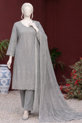 Elegant Grey 3-Piece Khaddar Dress with Sequence Embroidery