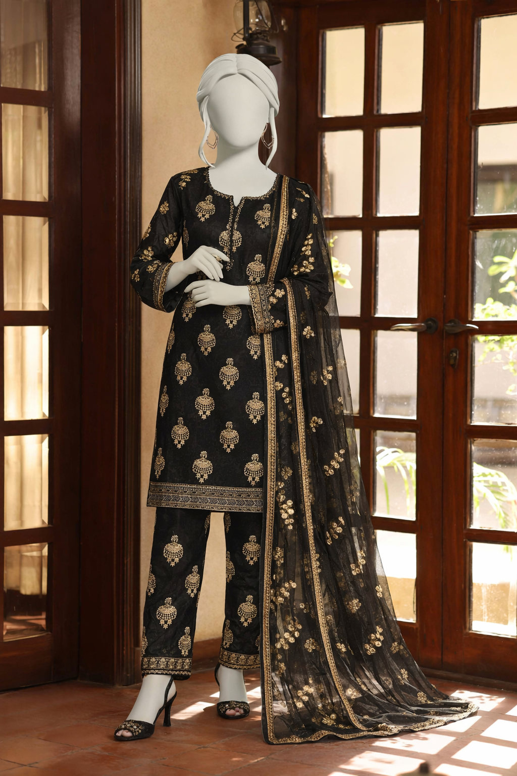 3pc dress fancy  Shirt organza embroidered with sequence work  Dupatta gotta silk  Trouser Kathan