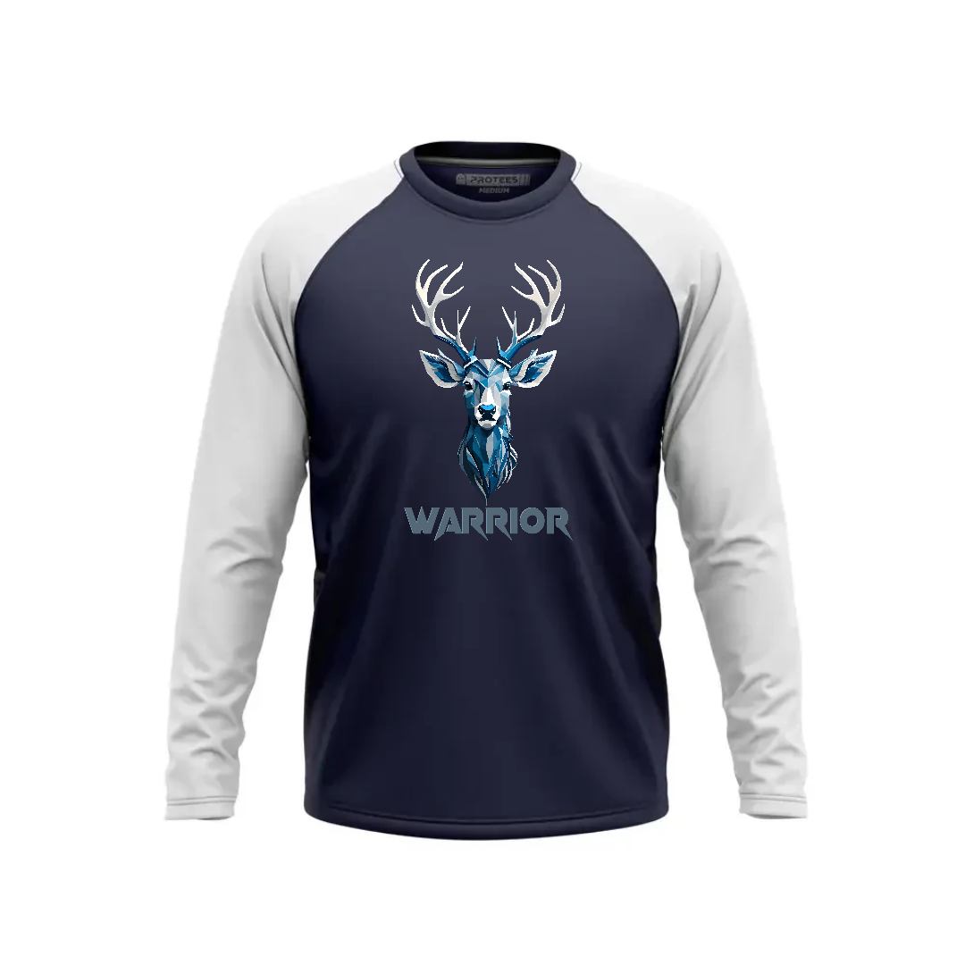 White Navy Raglan Warrior Full Seleeves