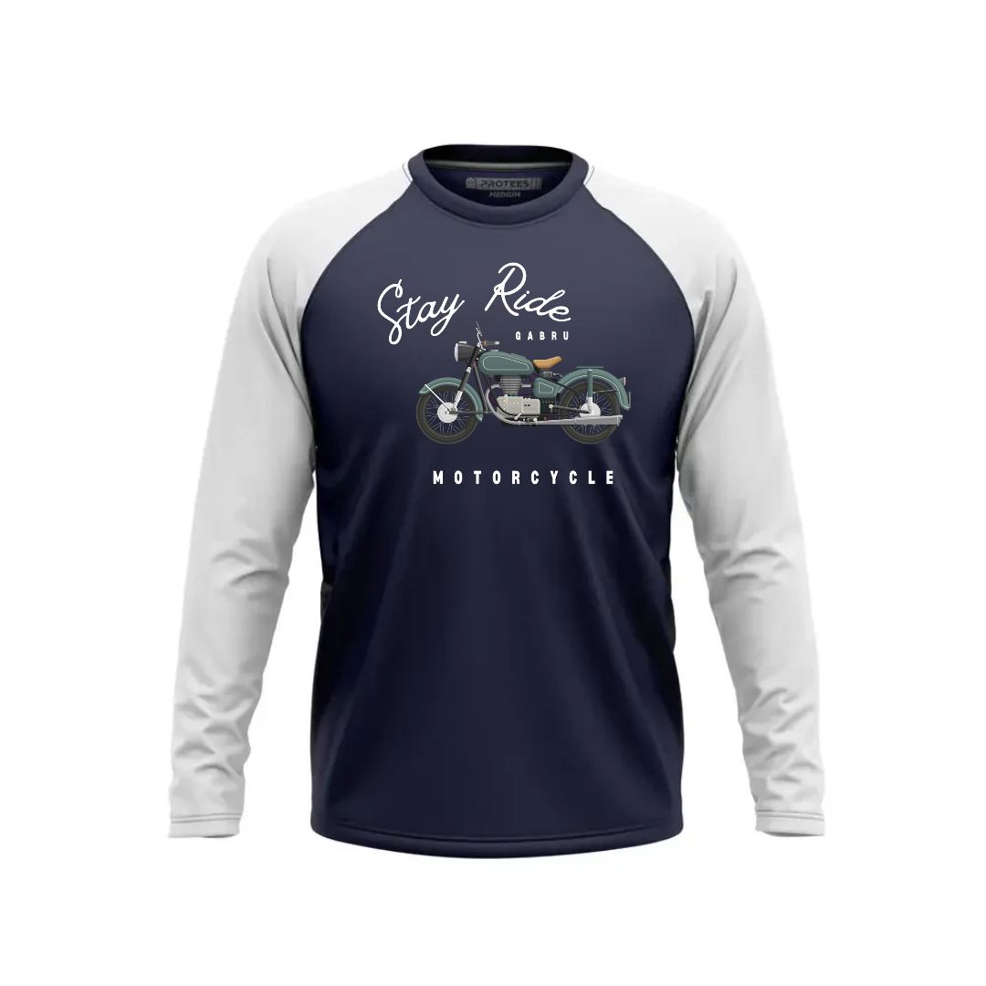 White Navy Raglan Stay Ride Gabru Full Seleeves