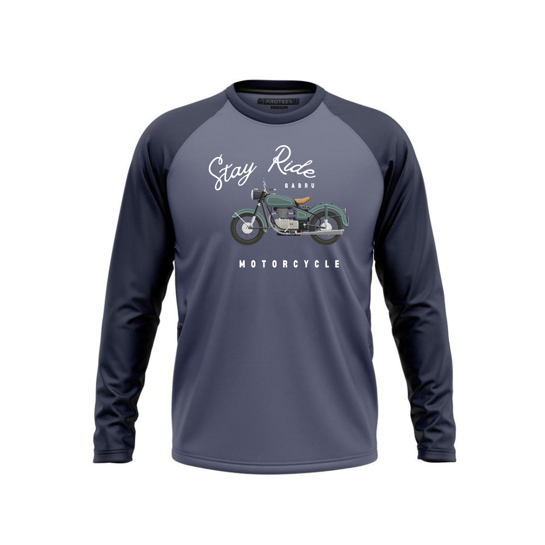 White Navy Raglan Stay Ride Gabru Full Seleeves