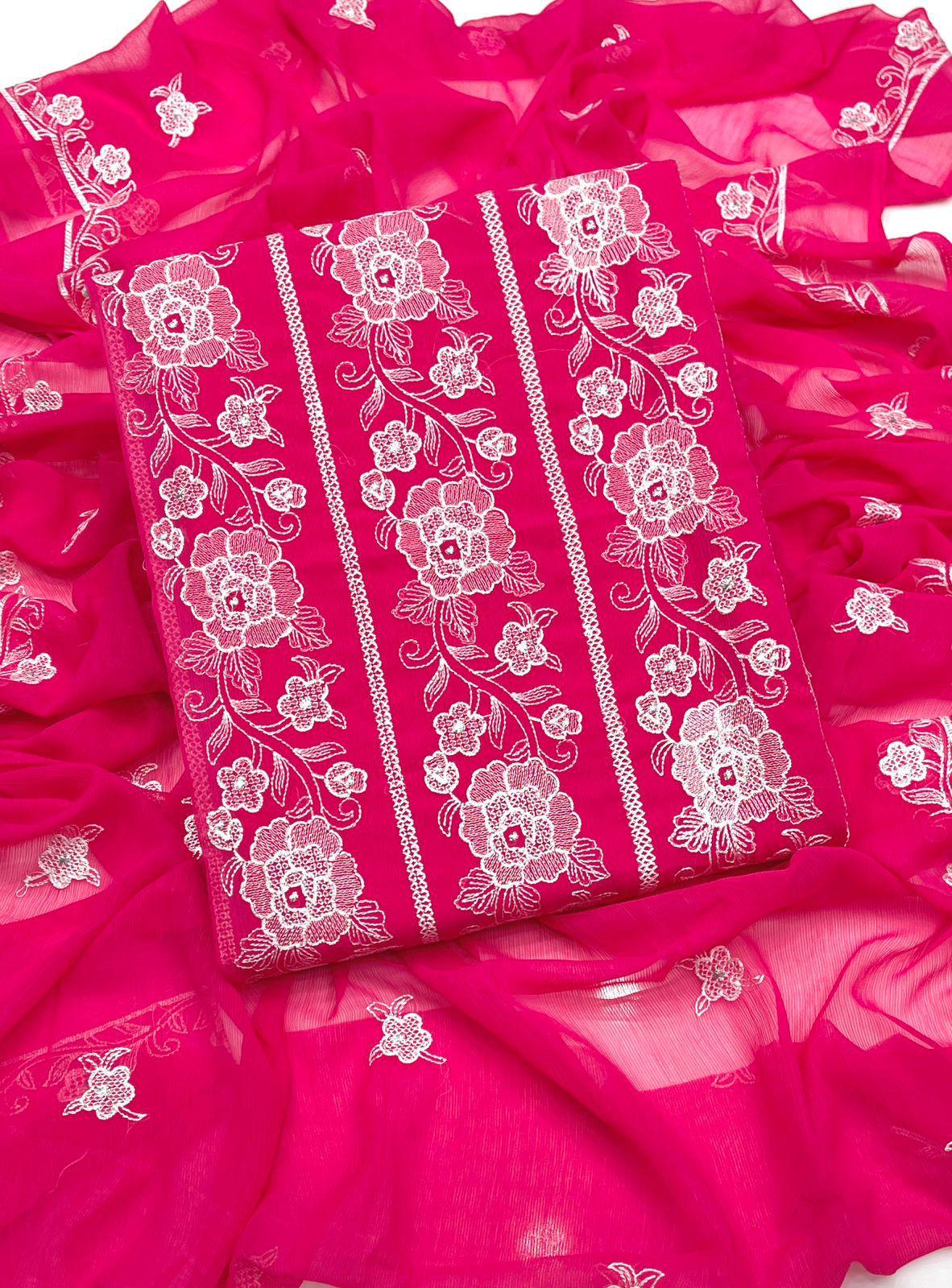 Elegant Plum Embroidered 3-Piece Unstitched Suit