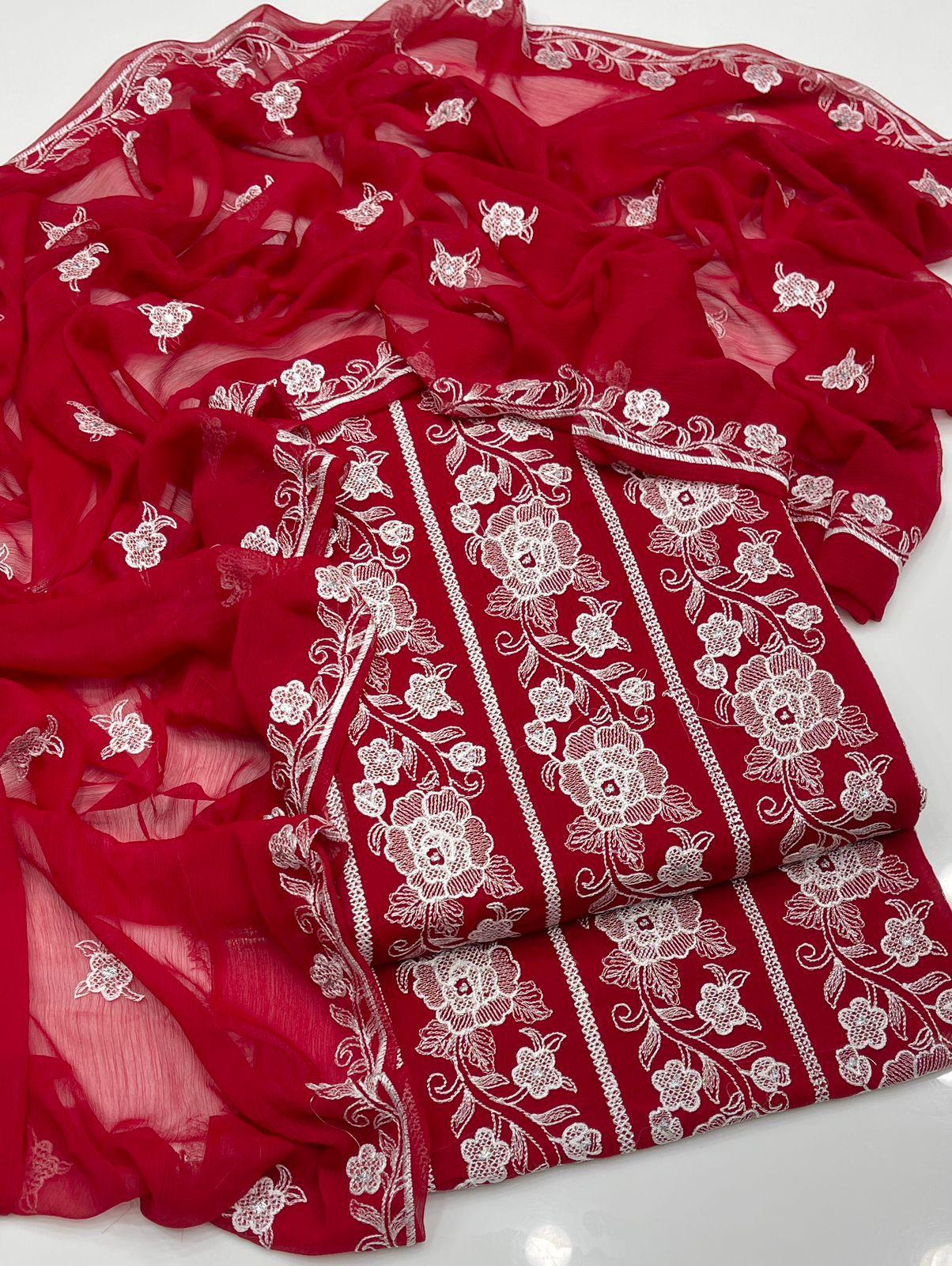 Elegant Plum Embroidered 3-Piece Unstitched Suit