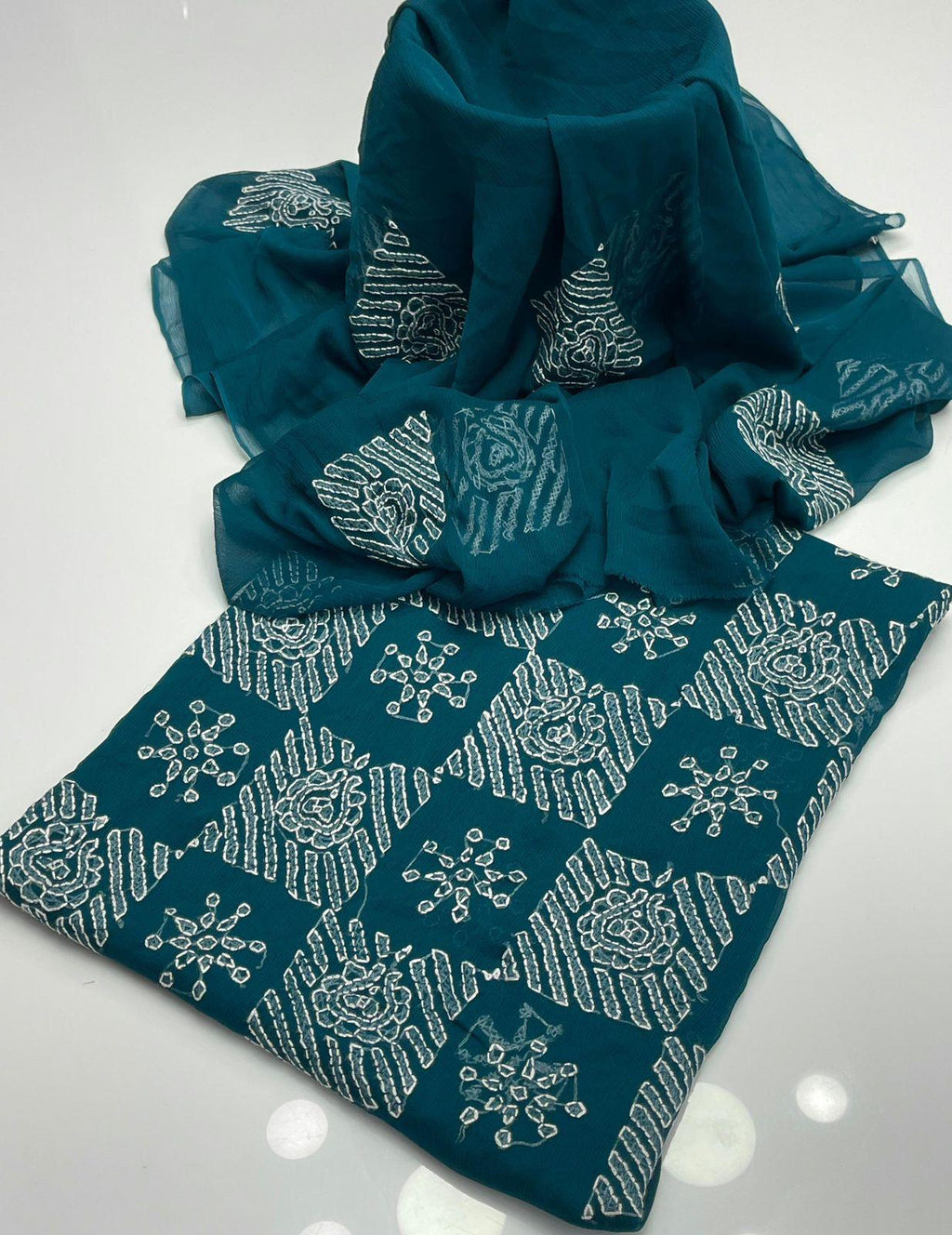 Elegant Teal Printed 3-Piece Lawn Suit with Dupatta