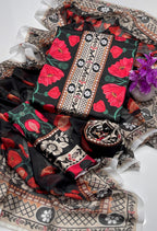 Black Floral Printed Lawn Suit with Elegant DupattaDescription: