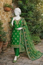 Mustard Yellow Embroidered Suit with Maroon Printed Dupatta