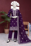 Royal Plum Embroidered Lawn Suit with Chiffon Dupatta