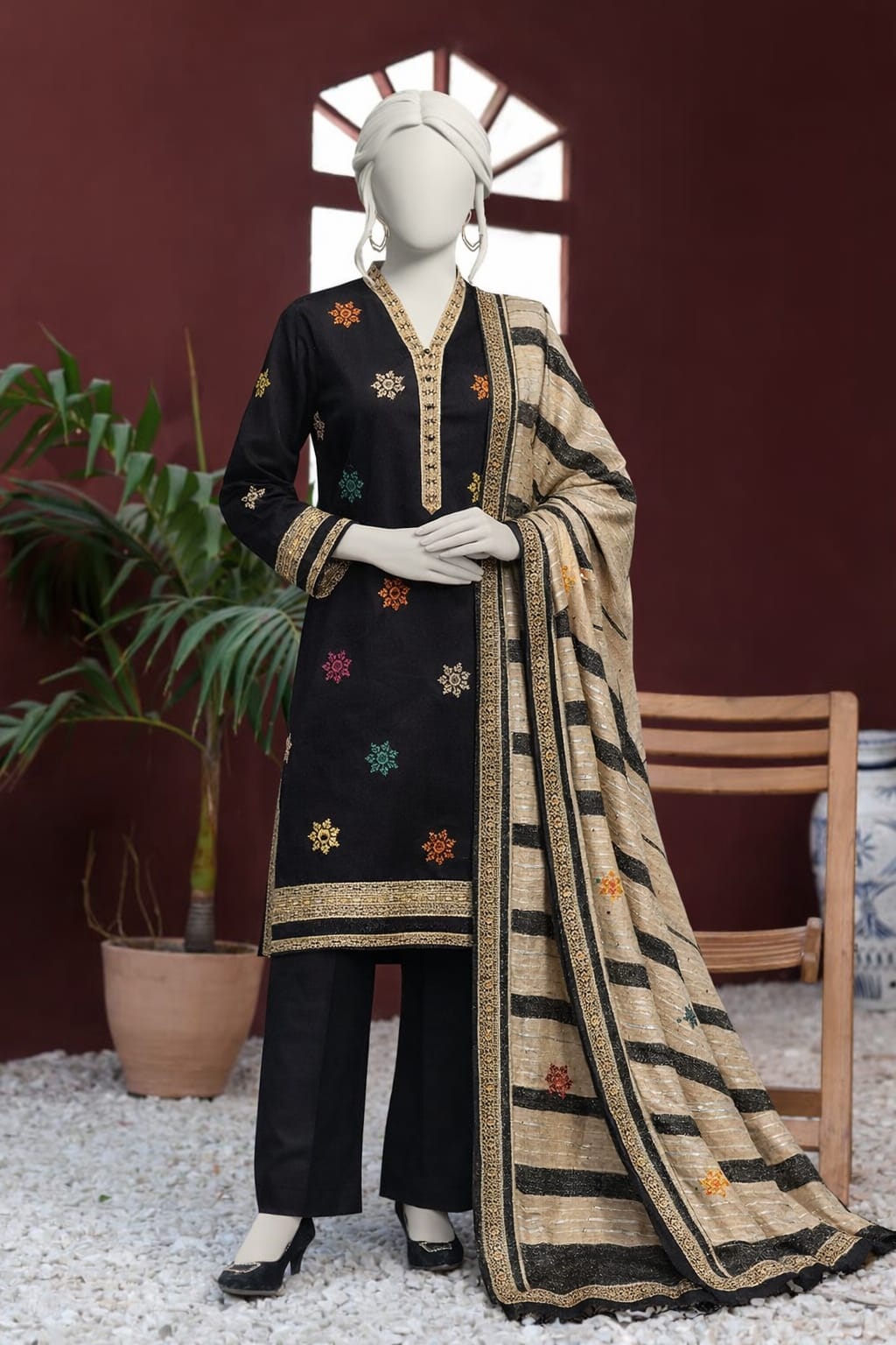 3PC Winter Collection – Dhanak Marina Suit with Pashmina Shawl
