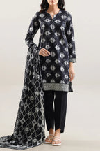 Unstitched Printed Embroidered Lawn 3 Piece