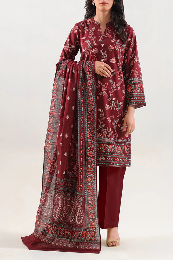Unstitched Printed Cotton Khaddar 3 Piece