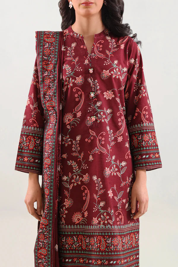 Unstitched Printed Cotton Khaddar 3 Piece