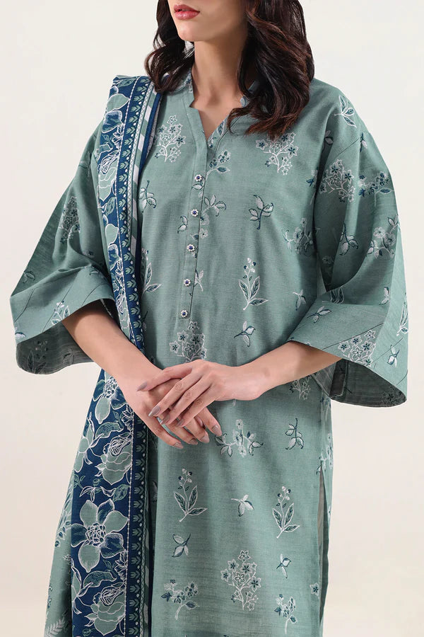 Unstitched Printed Warm Khaddar 3 Piece