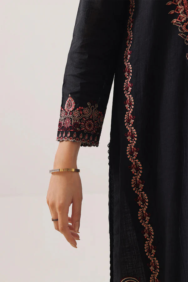 Unstitched Solid Embroidered Cotton Khaddar 3 Piece